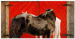 Black Horse, White Horse, Red Barn Door