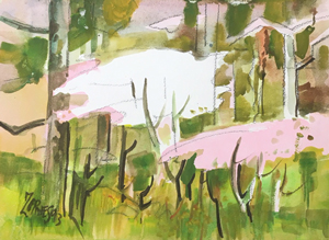 Pink Forest, 1993 Watercolor